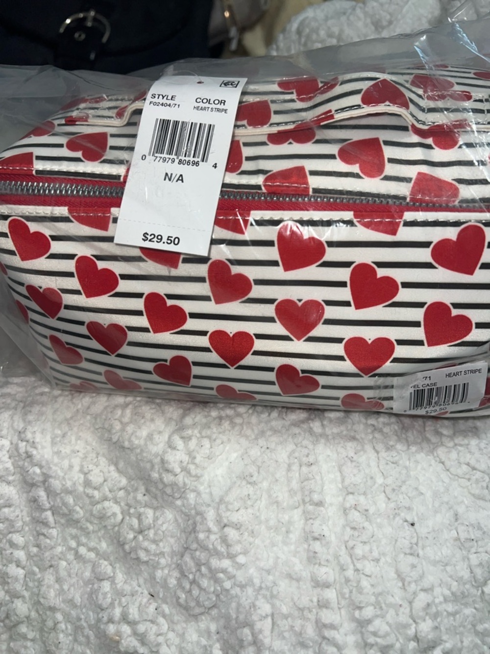 Heart Stripe Travel  Cosmetic Case -